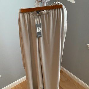 Eileen Fisher Gray Silk Cropped Wideleg Pants NWT